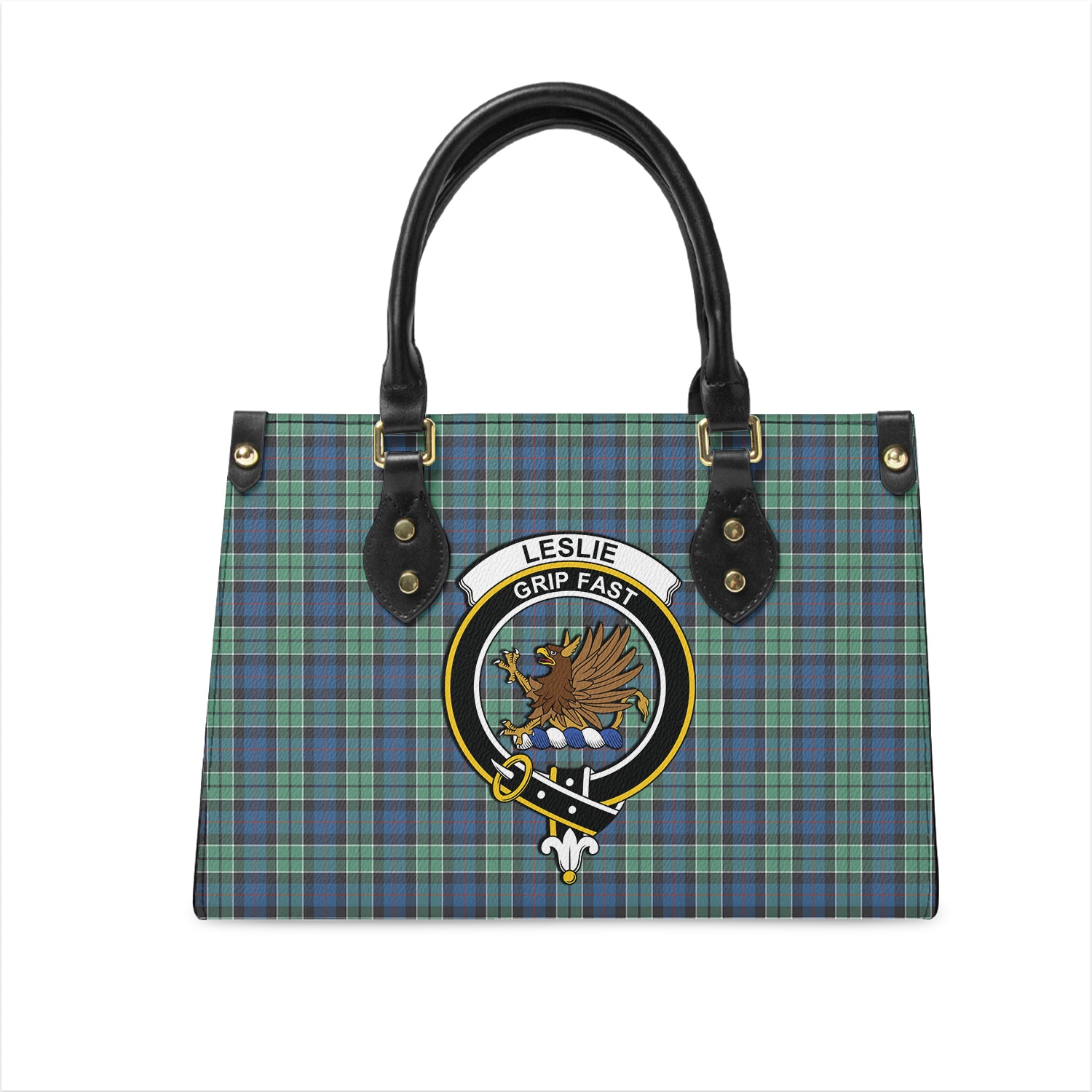 Leslie Hunting Ancient Tartan Family Crest Leather Bag TS23
