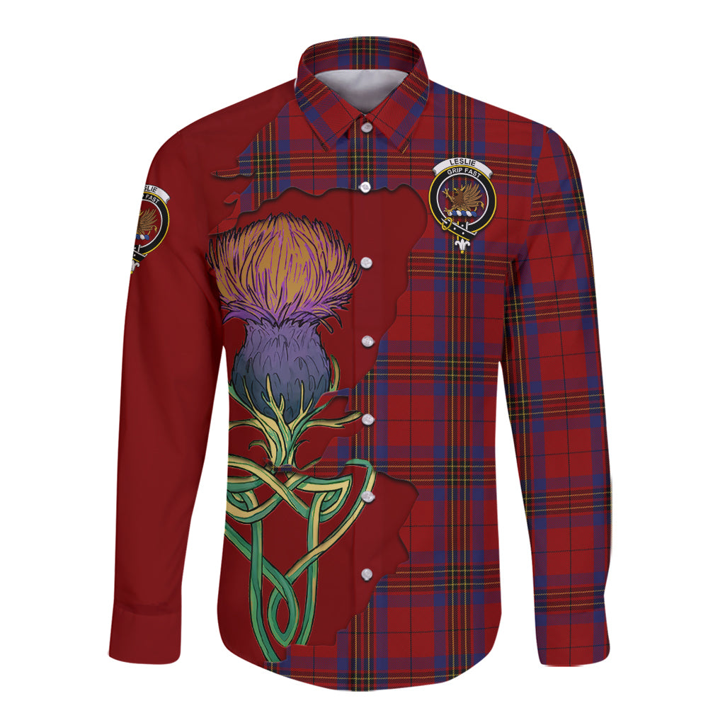 leslie-red-tartan-plaid-long-sleeve-button-down-shirt-tartan-crest-with-thistle-and-scotland-map-long-sleeve-button-shirt
