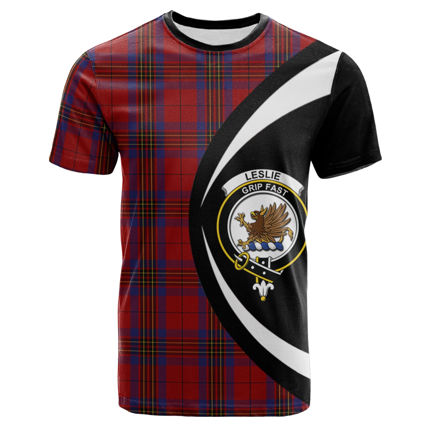 scottish-leslie-red-clan-crest-circle-style-tartan-t-shirt