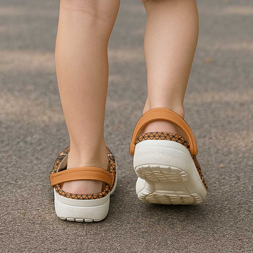 Lesotho Seanamarena Clogs Shoes Basotho Traditional Blanket Style - Orange - Wonder Print Shop