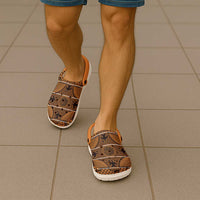 Lesotho Seanamarena Clogs Shoes Basotho Traditional Blanket Style - Orange - Wonder Print Shop