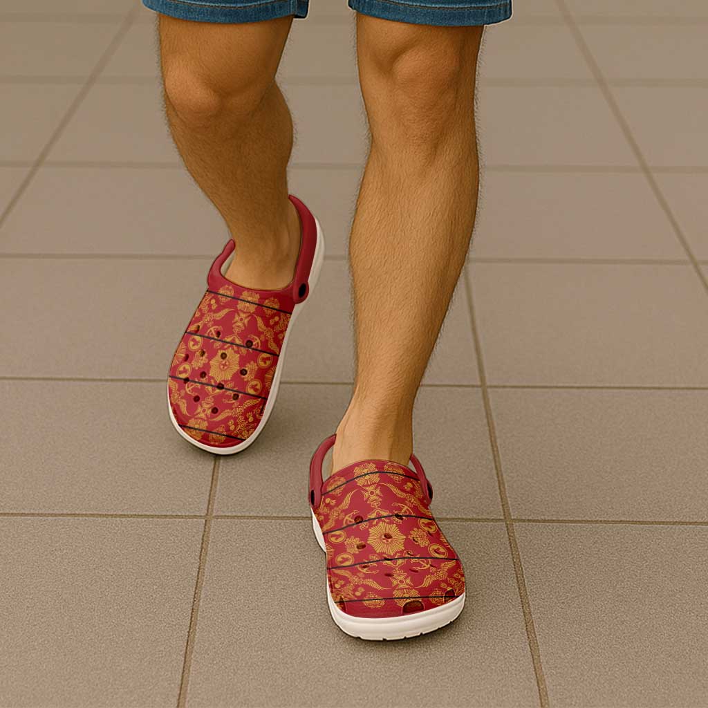 Lesotho Seanamarena Kharetsa Royal Red Clogs Shoes Basotho Traditional Blanket Style - Wonder Print Shop