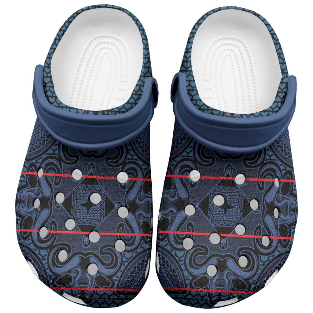 Lesotho Seanamarena - Motlatsi Clogs Shoes Basotho Traditional Blanket Style - Blue - Wonder Print Shop