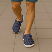 Lesotho Seanamarena - Motlatsi Clogs Shoes Basotho Traditional Blanket Style - Blue - Wonder Print Shop