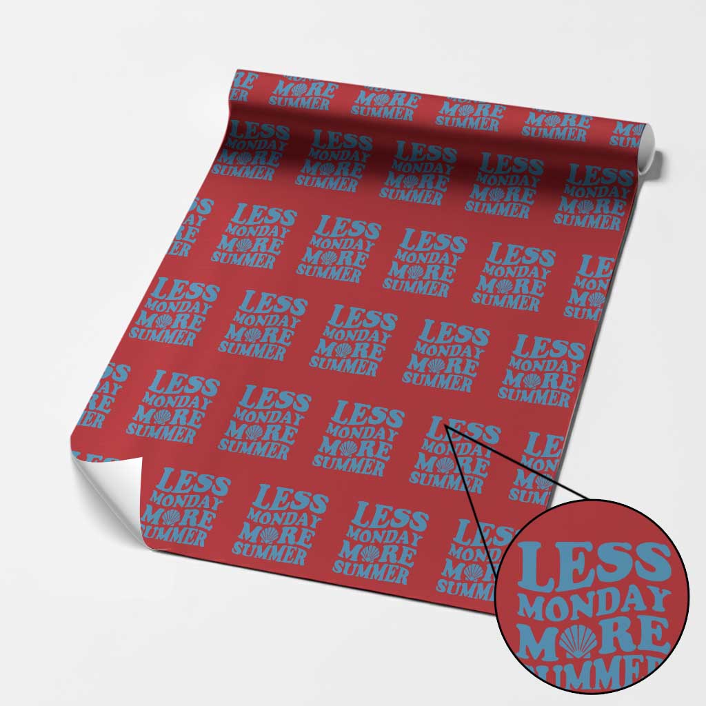Less Monday More Summer Wrapping Paper Roll Retro Beach Seashell Graphic