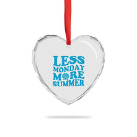 Less Monday More Summer Heart Crystal Glass Ornament Retro Beach Seashell Graphic