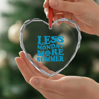 Less Monday More Summer Heart Crystal Glass Ornament Retro Beach Seashell Graphic