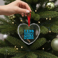 Less Monday More Summer Heart Crystal Glass Ornament Retro Beach Seashell Graphic
