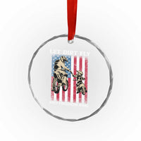 Let Dirt Fly And Freedom Ring Crystal Glass Ornament 4th of July Dirt Bike American Flag