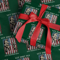 Let Dirt Fly And Freedom Ring Wrapping Paper Roll 4th of July Dirt Bike American Flag