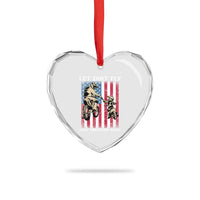 Let Dirt Fly And Freedom Ring Heart Crystal Glass Ornament 4th of July Dirt Bike American Flag