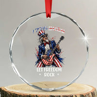 Let Freedom Rock Uncle Sam Rock Star Crystal Glass Ornament Funny Electric Guitar Player American Flag Suit 1776 to 2026 Semiquincentennial