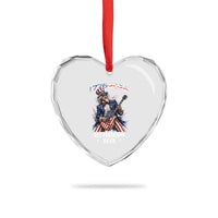 Let Freedom Rock Uncle Sam Rock Star Heart Crystal Glass Ornament Funny Electric Guitar Player American Flag Suit 1776 to 2026 Semiquincentennial