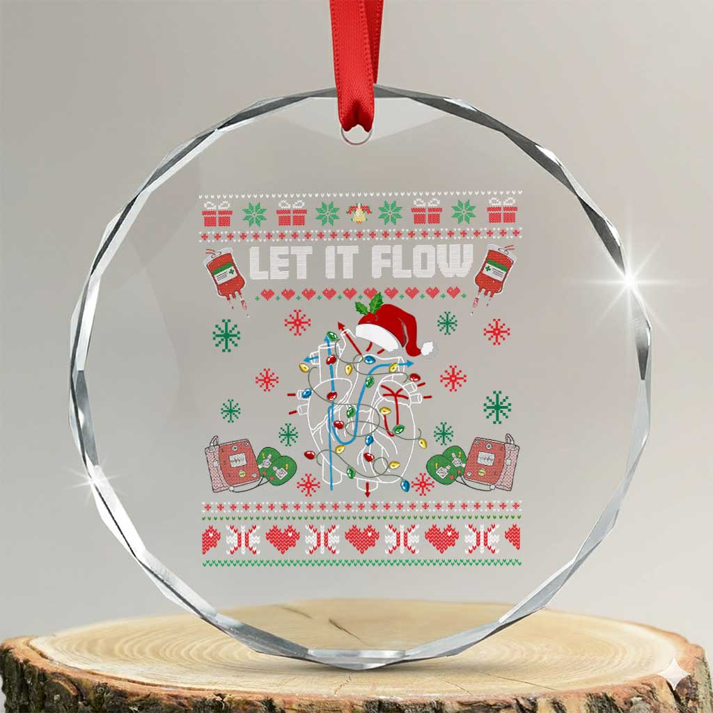Let It Flow Christmas Crystal Glass Ornament Anatomy Heart Cardiac Nurse Santa Xmas - Wonder Print Shop