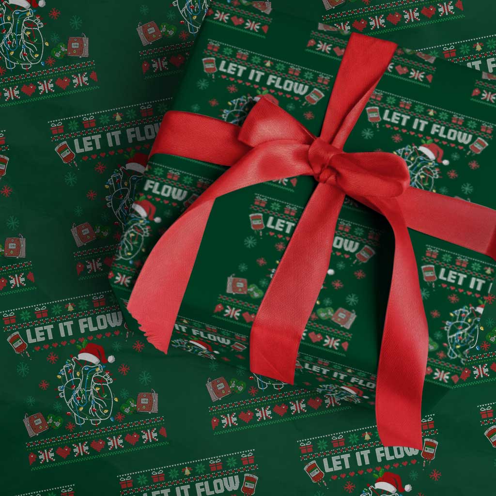 Let It Flow Christmas Wrapping Paper Roll Anatomy Heart Cardiac Nurse Santa Xmas - Wonder Print Shop