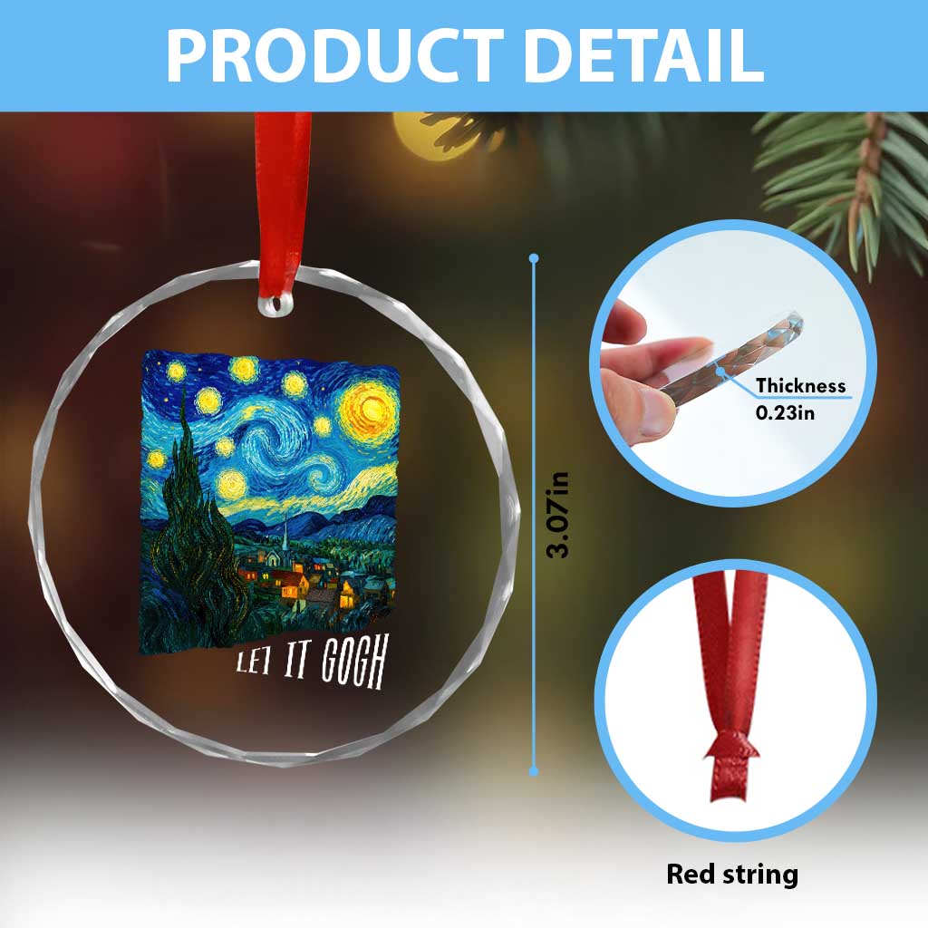 Let It Gogh Funny Vincent Van Gogh Crystal Glass Ornament Starry Night Design Art Lover