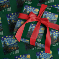 Let It Gogh Funny Vincent Van Gogh Wrapping Paper Roll Starry Night Design Art Lover