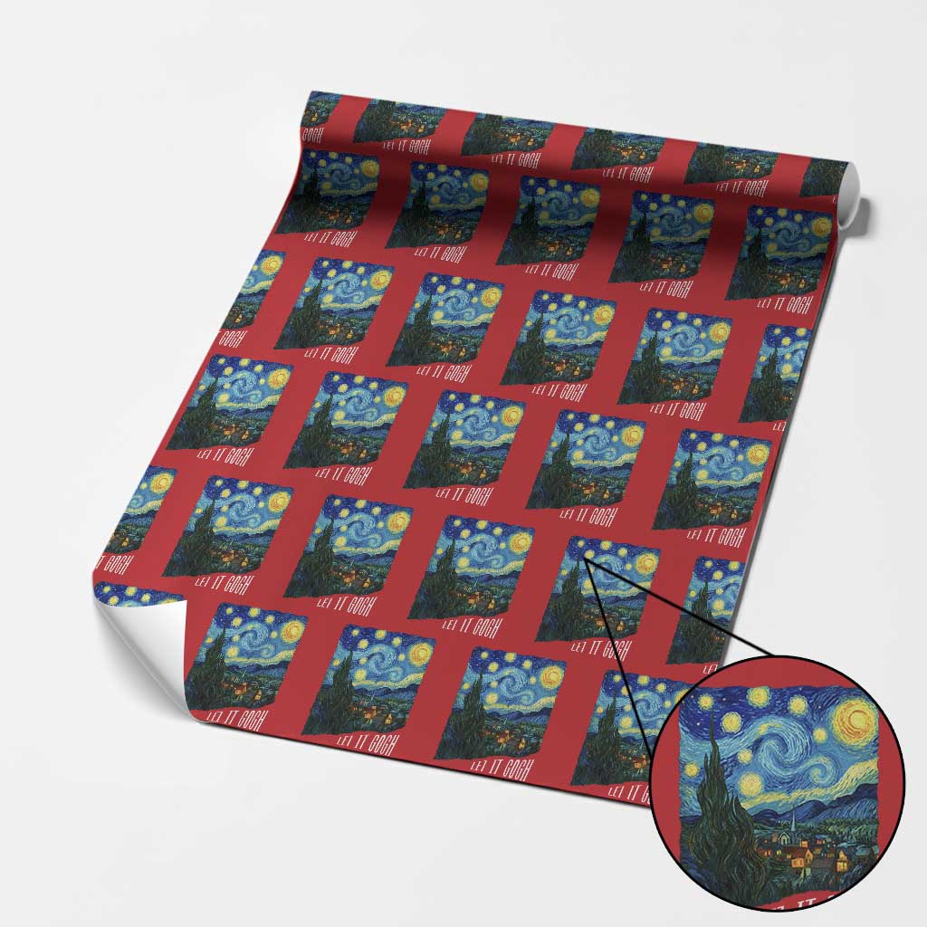 Let It Gogh Funny Vincent Van Gogh Wrapping Paper Roll Starry Night Design Art Lover