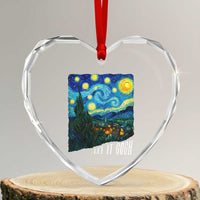Let It Gogh Funny Vincent Van Gogh Heart Crystal Glass Ornament Starry Night Design Art Lover