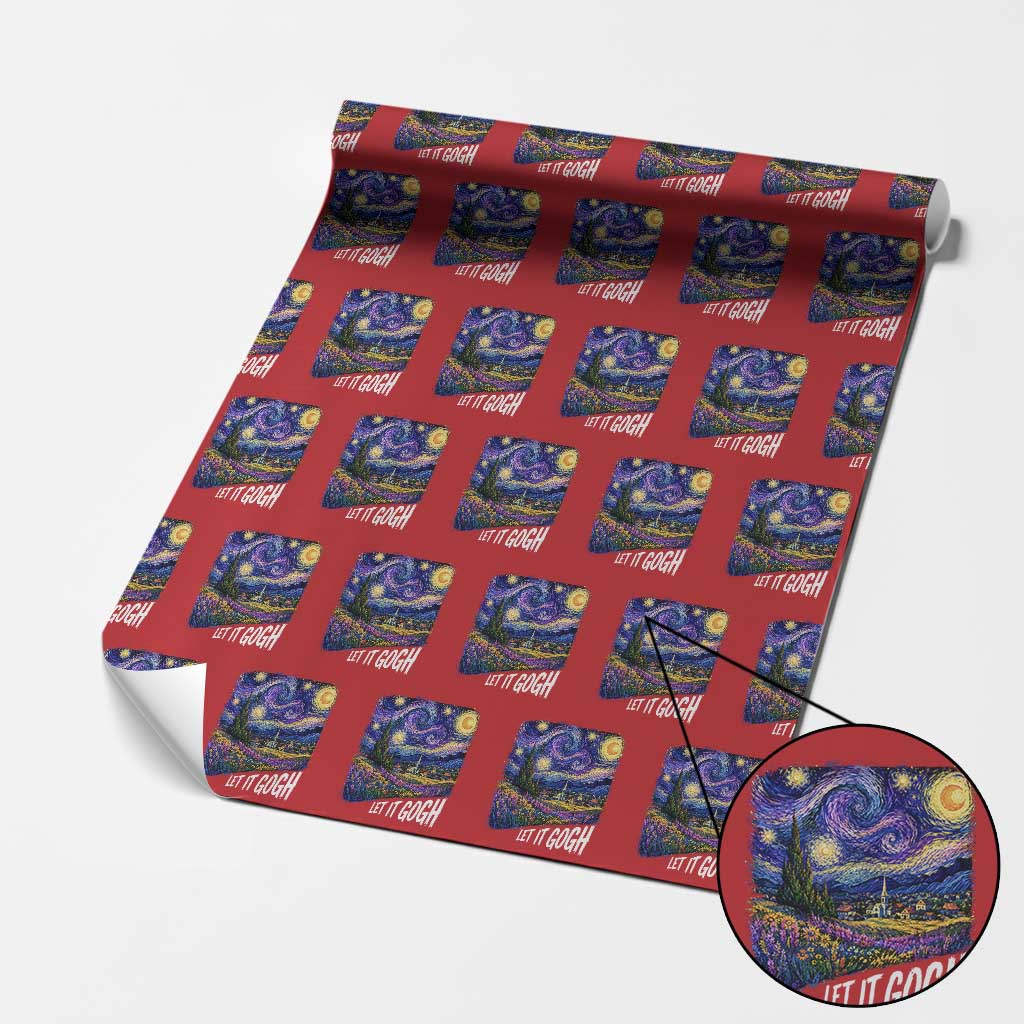 Let it Gogh Funny Vincent Van Gogh Starry Night Wrapping Paper Roll
