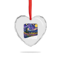 Let it Gogh Funny Vincent Van Gogh Starry Night Heart Crystal Glass Ornament
