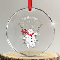 Let It Snow Cute Snowman Xmas Crystal Glass Ornament TS09