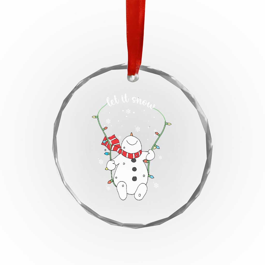 Let It Snow Cute Snowman Xmas Crystal Glass Ornament TS09