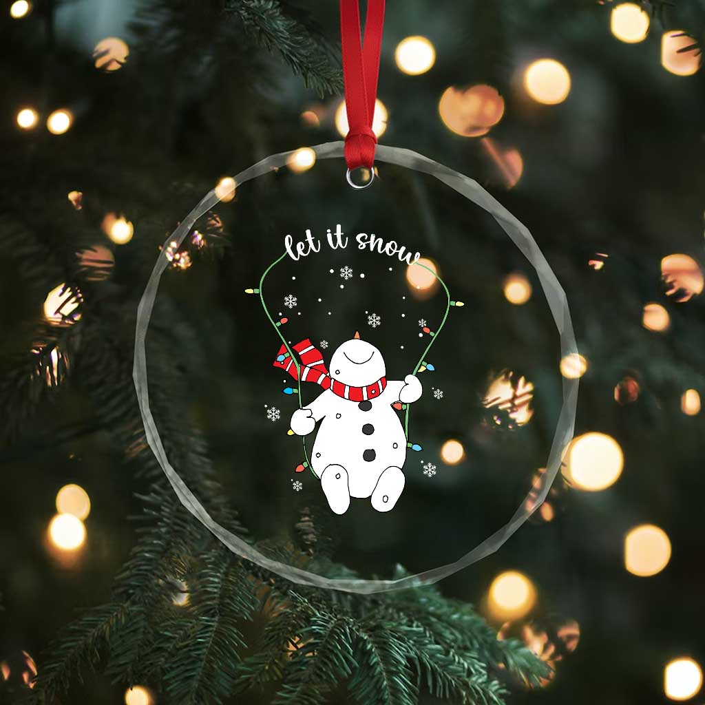 Let It Snow Cute Snowman Xmas Crystal Glass Ornament TS09