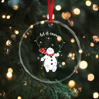 Let It Snow Cute Snowman Xmas Crystal Glass Ornament TS09