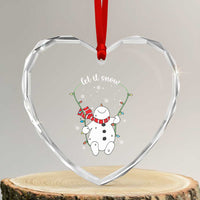 Let It Snow Cute Snowman Xmas Heart Crystal Glass Ornament - Wonder Print Shop