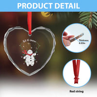 Let It Snow Cute Snowman Xmas Heart Crystal Glass Ornament - Wonder Print Shop
