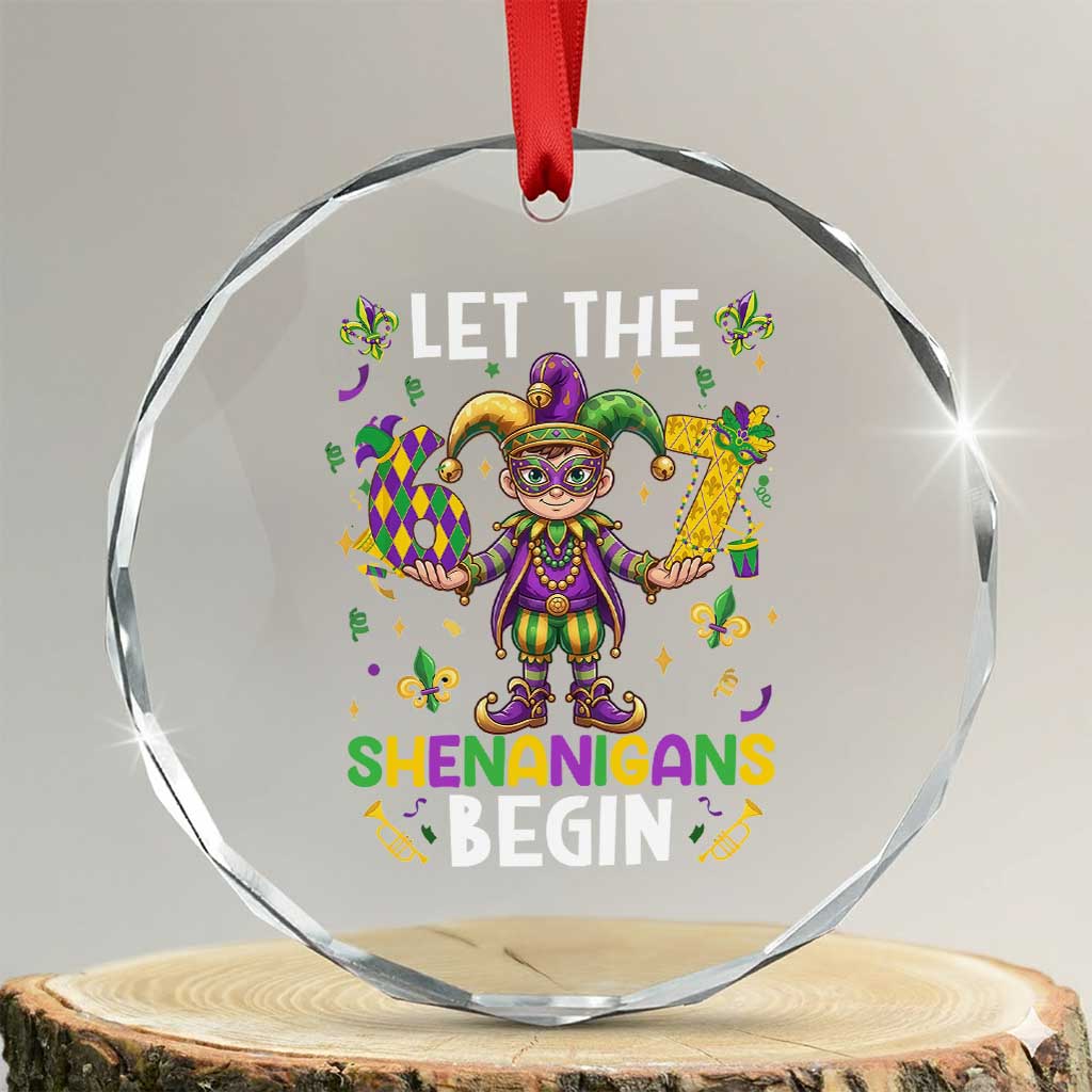 Let The 67 Shenanigans Begin Crystal Glass Ornament Six Seven Meme Mardi Gras