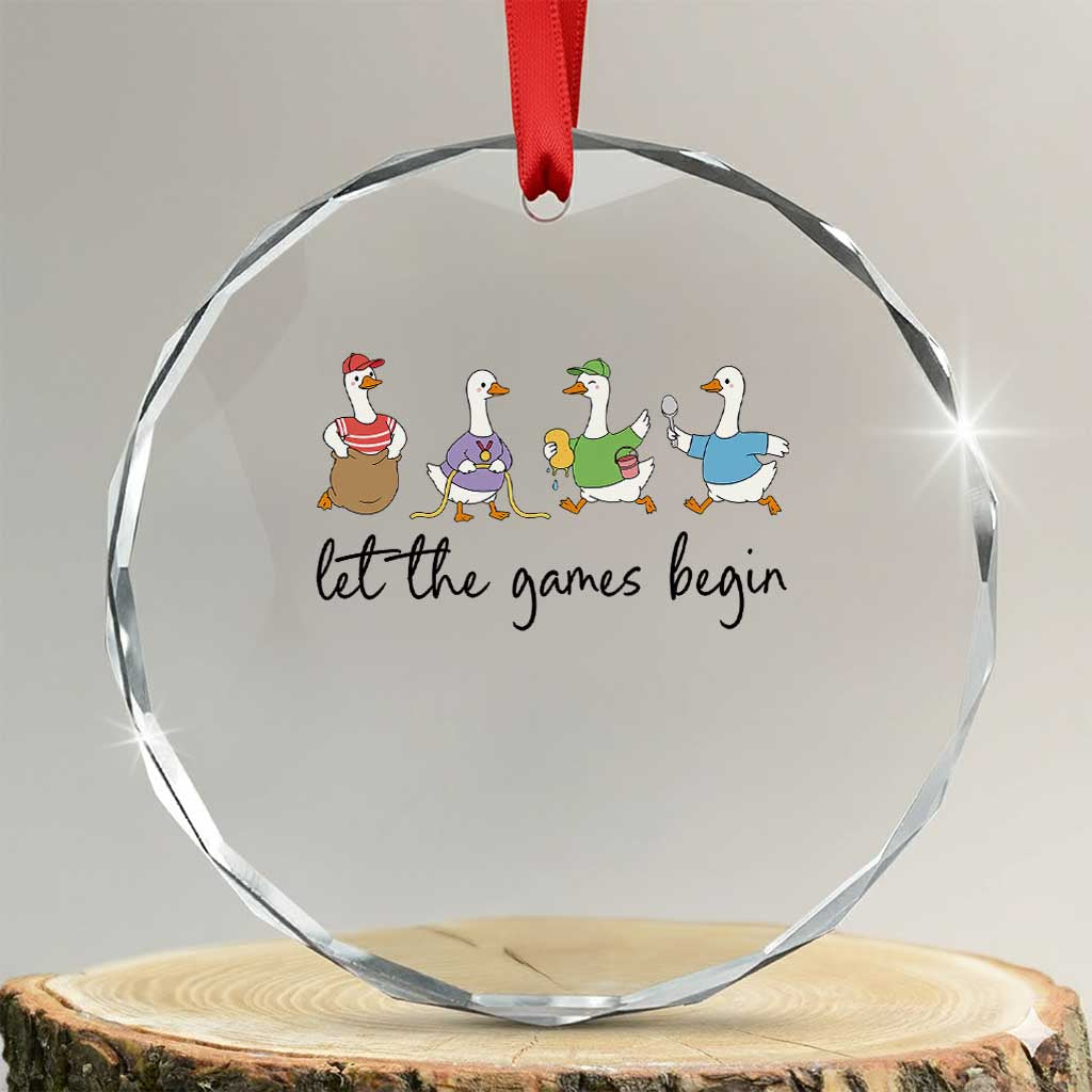 Let the Games Begin Cute Geese Crystal Glass Ornament Field Day Whimsical School Sports