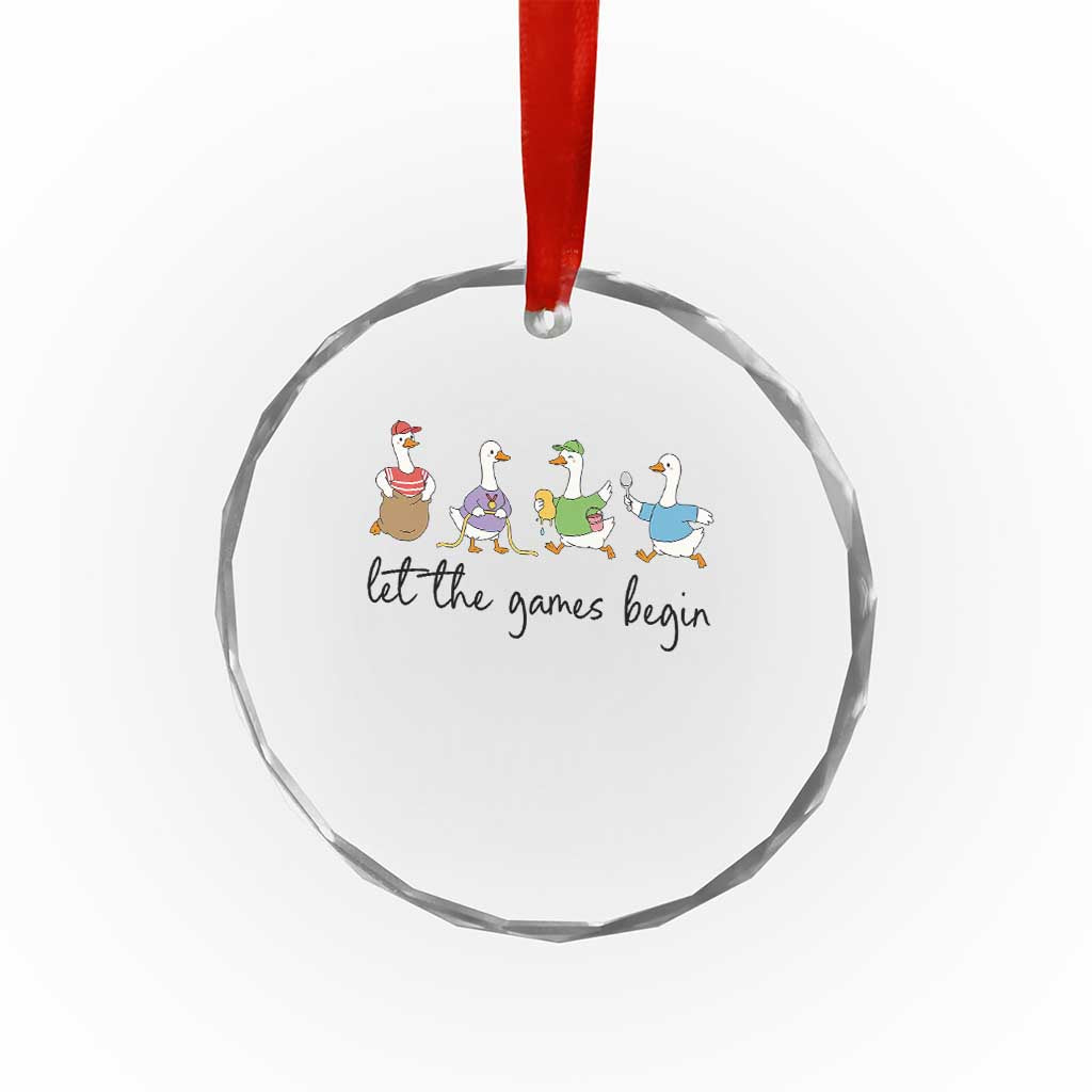Let the Games Begin Cute Geese Crystal Glass Ornament Field Day Whimsical School Sports