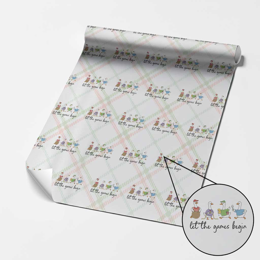 Let the Games Begin Cute Geese Wrapping Paper Roll Field Day Whimsical School Sports