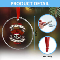 Let The Pirate Shenanigans Begin Crystal Glass Ornament Funny Crossbones Freebooter - Wonder Print Shop