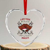 Let The Pirate Shenanigans Begin Heart Crystal Glass Ornament Funny Crossbones Freebooter - Wonder Print Shop