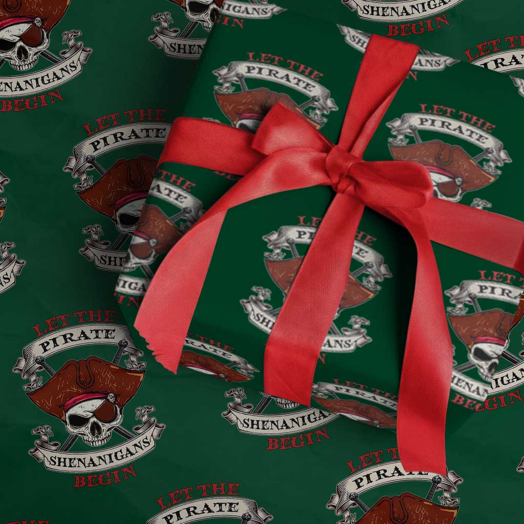 Let The Pirate Shenanigans Begin Wrapping Paper Roll Funny Crossbones Freebooter - Wonder Print Shop