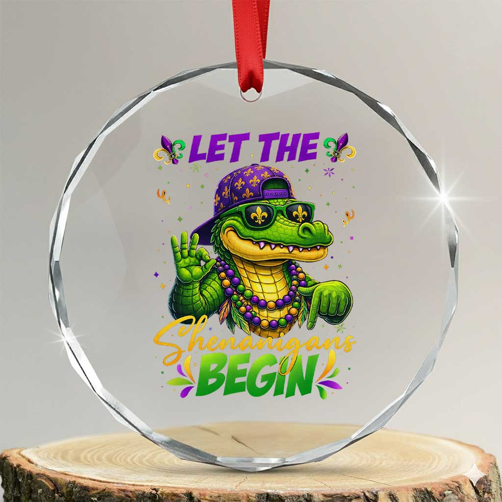Let The Shenanigans Begin Mardi Gras 67 Meme Crystal Glass Ornament Funny Alligator Mardigator Six Seven