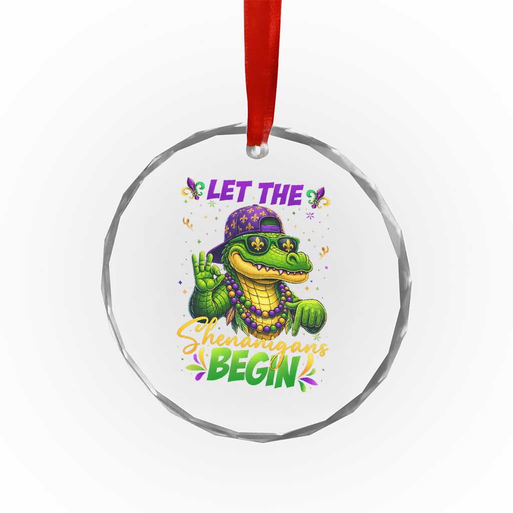 Let The Shenanigans Begin Mardi Gras 67 Meme Crystal Glass Ornament Funny Alligator Mardigator Six Seven