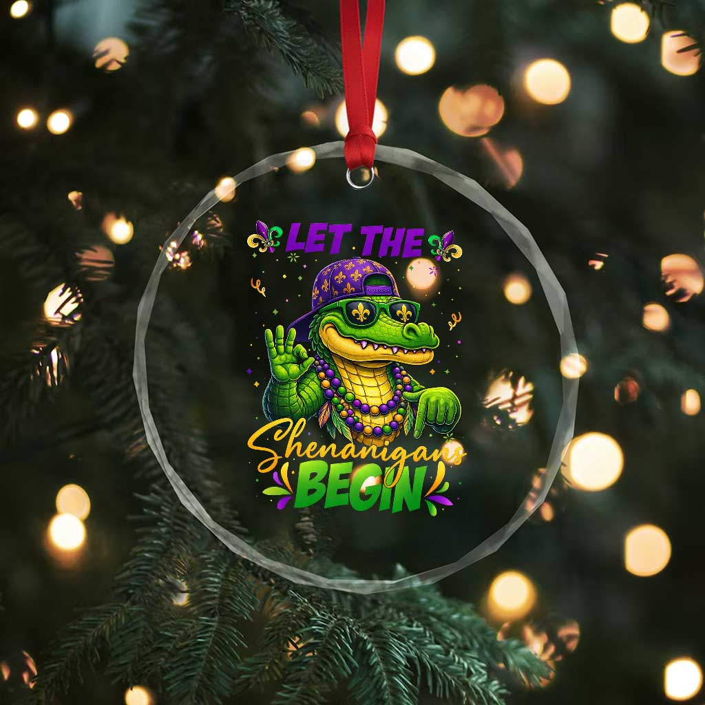 Let The Shenanigans Begin Mardi Gras 67 Meme Crystal Glass Ornament Funny Alligator Mardigator Six Seven