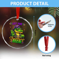 Let The Shenanigans Begin Mardi Gras 67 Meme Crystal Glass Ornament Funny Alligator Mardigator Six Seven