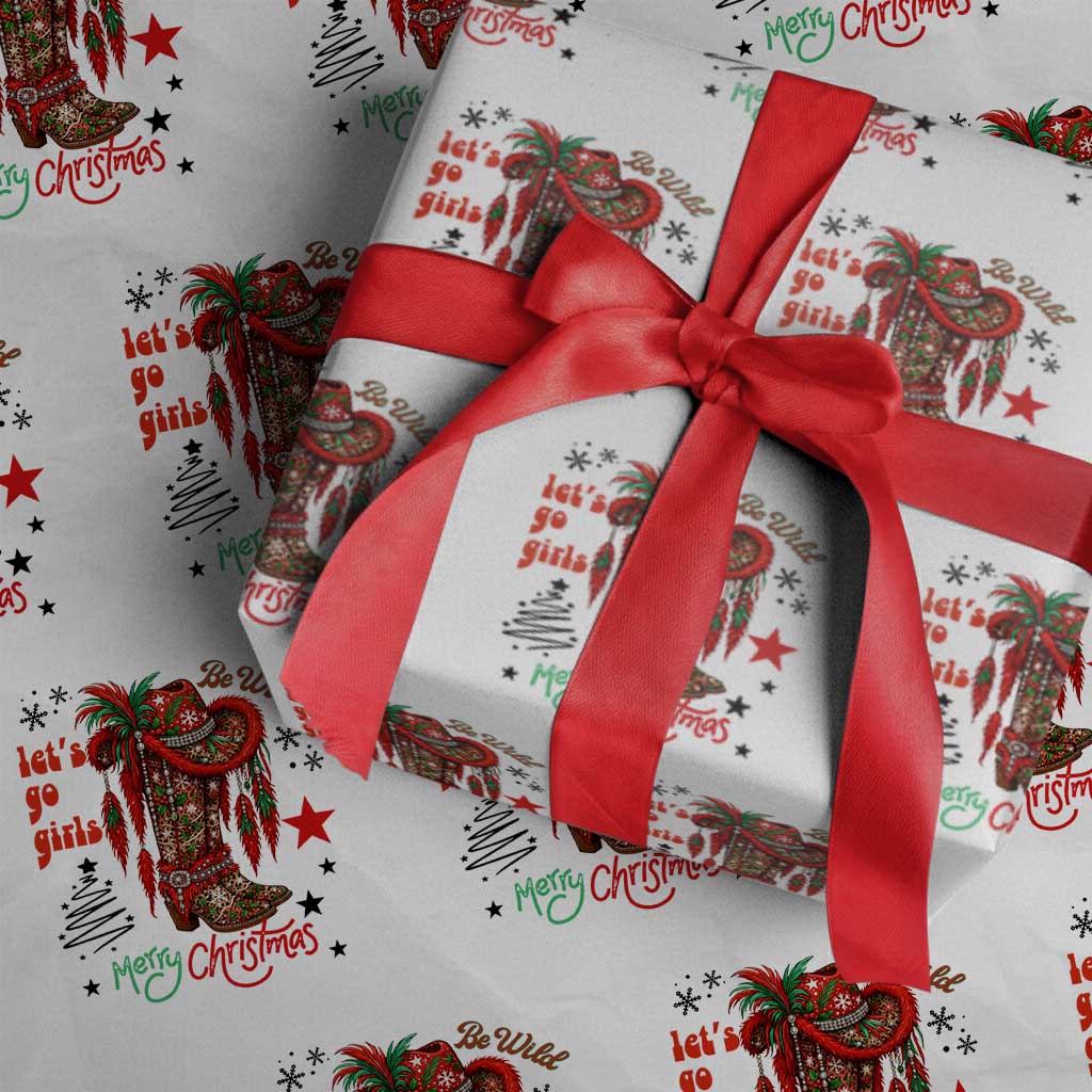 Let Us Go Girls Wrapping Paper Roll Christmas Cowgirl Boots - Wonder Print Shop