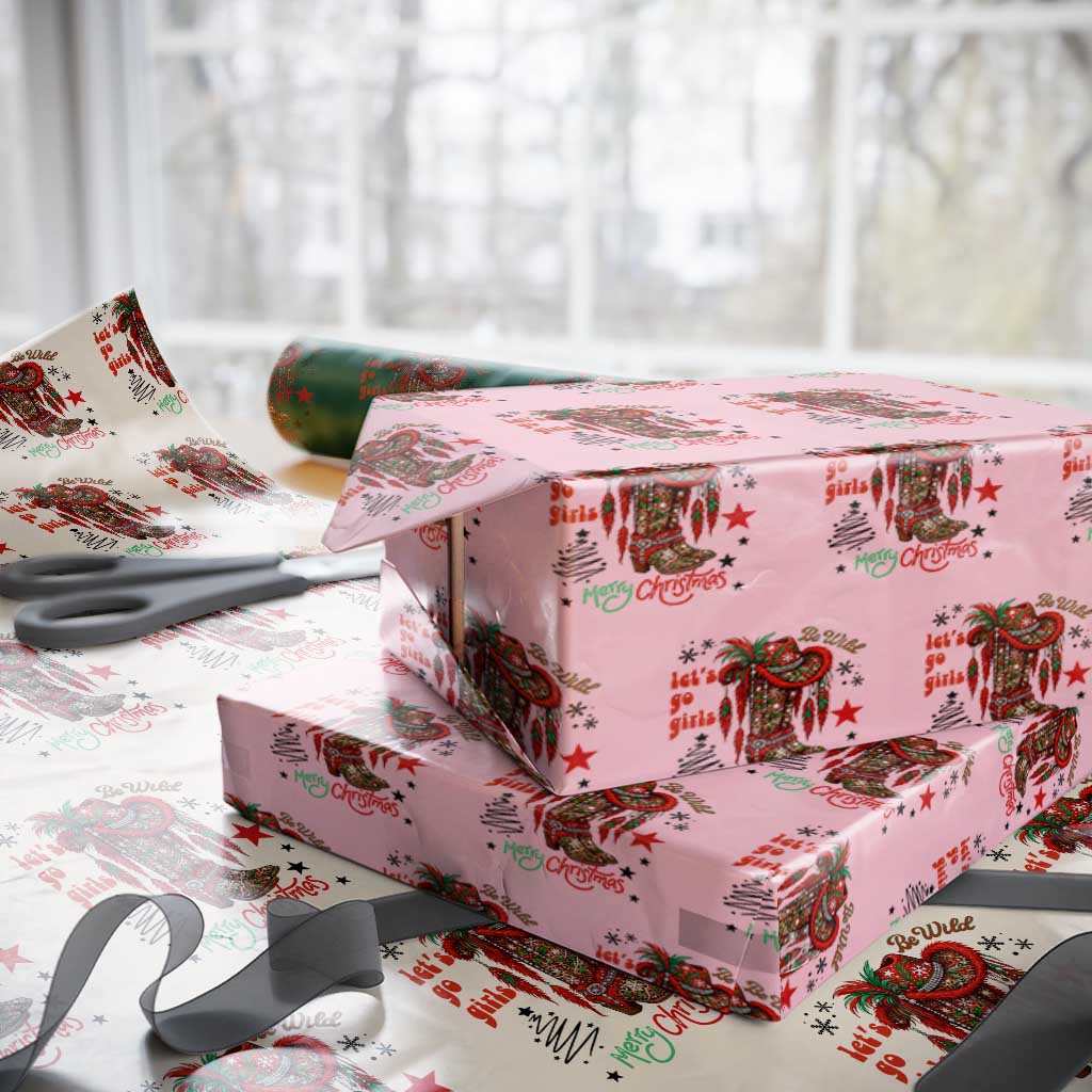 Let Us Go Girls Wrapping Paper Roll Christmas Cowgirl Boots - Wonder Print Shop