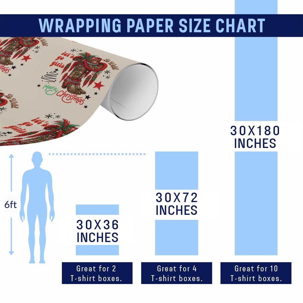 Let Us Go Girls Wrapping Paper Roll Christmas Cowgirl Boots - Wonder Print Shop