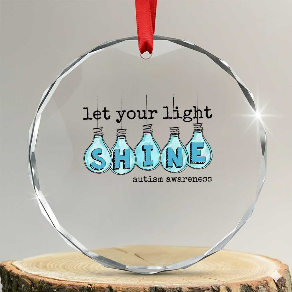 Let Your Light Shine Autism Awareness Crystal Glass Ornament Light Bulb Autism Acceptance