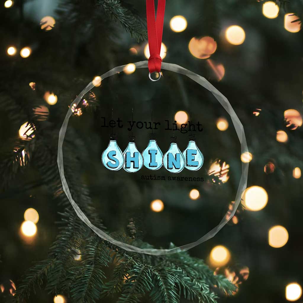 Let Your Light Shine Autism Awareness Crystal Glass Ornament Light Bulb Autism Acceptance
