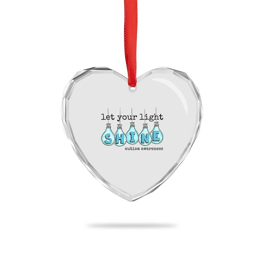 Let Your Light Shine Autism Awareness Heart Crystal Glass Ornament Light Bulb Autism Acceptance