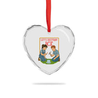 Let’s Destroy ICE Heart Crystal Glass Ornament Retro Parody Protest with Satirical Childhood Graphic