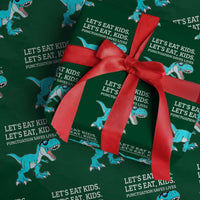 Lets Eat Kids Punctuation Saves Lives Wrapping Paper Roll Dinosaur Funny Grammar - Wonder Print Shop